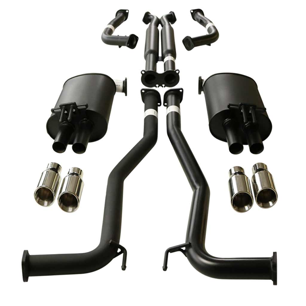 Commodore VE VF V6 V8 Sed Wag Twin 2.5" Catback Exhaust Hdx Pipe And Angle Tips stainless steel system with mufflers and dual angled tips