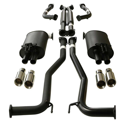Commodore VE VF V6 V8 Sed Wag Twin 2.5" Catback Exhaust Hdx Pipe And Angle Tips stainless steel system with mufflers and dual angled tips