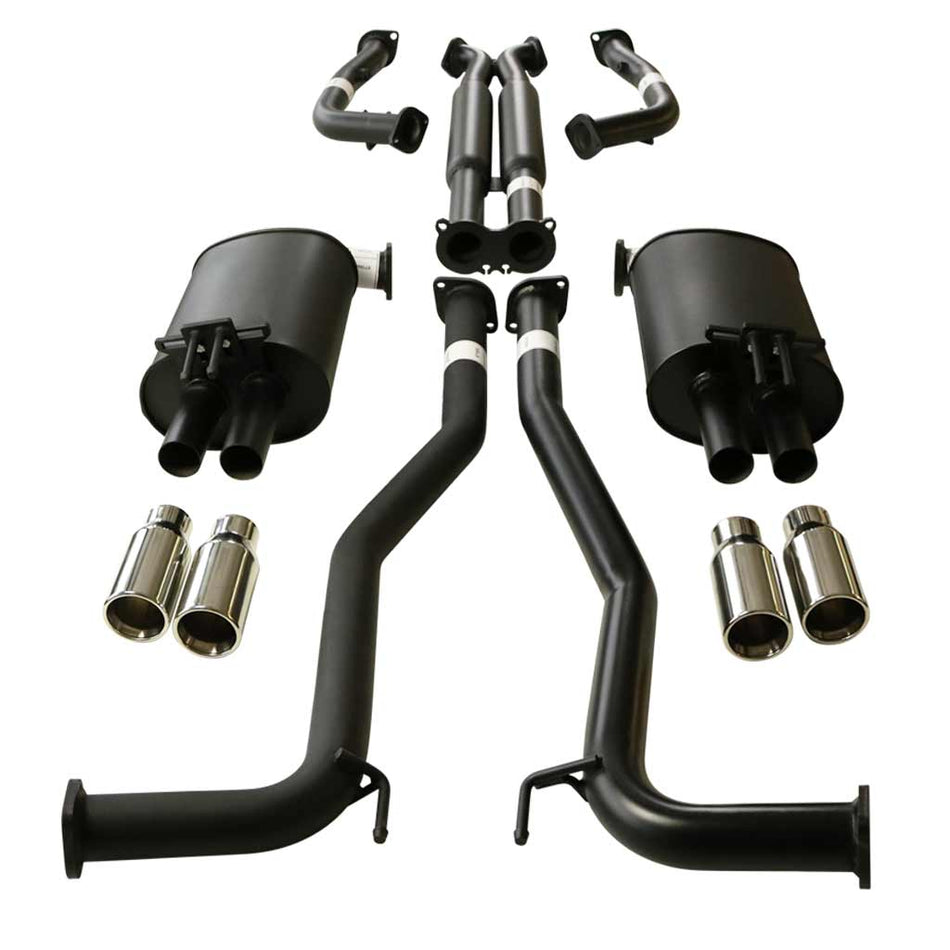 Commodore VE VF V6 V8 Sed Wag Twin 2.5" Catback Exhaust Hdx Pipe & Straight Tips with mufflers and stainless steel tips.