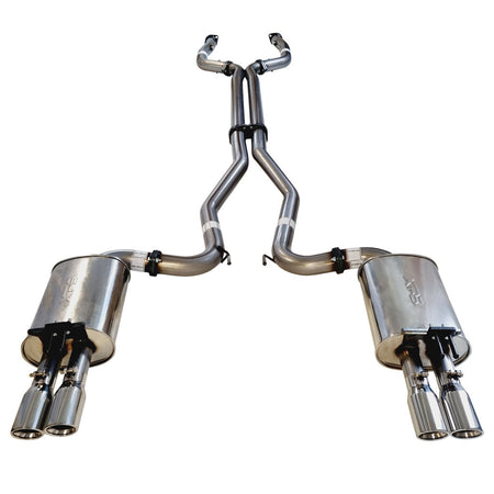 Commodore VE VF V6 V8 Sed Wag Twin 3" Stainless Steel Catback Exhaust X Pipe And Angle Cut Tips with polished mufflers