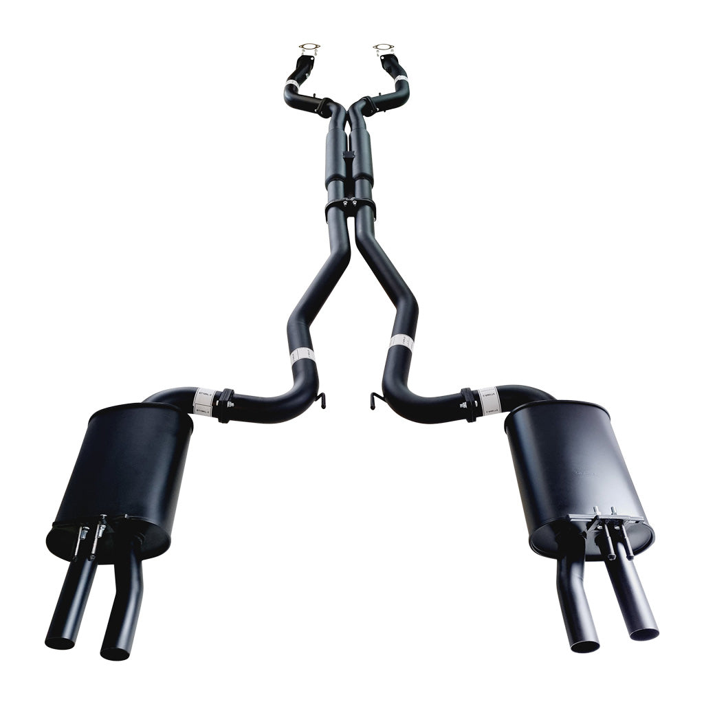 Commodore VF (HSV (Non-LSA) V8 Sedan/Wagon Twin 3" Catback Exhaust Hdx Pipe in black steel with dual mufflers and pipes