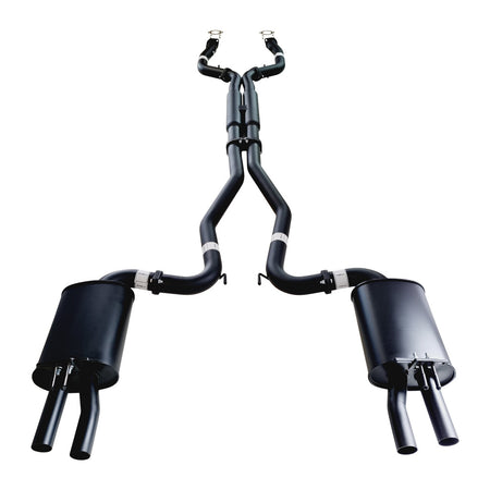 Commodore VF (HSV (Non-LSA) V8 Sedan/Wagon Twin 3" Catback Exhaust Hdx Pipe in black steel with dual mufflers and pipes