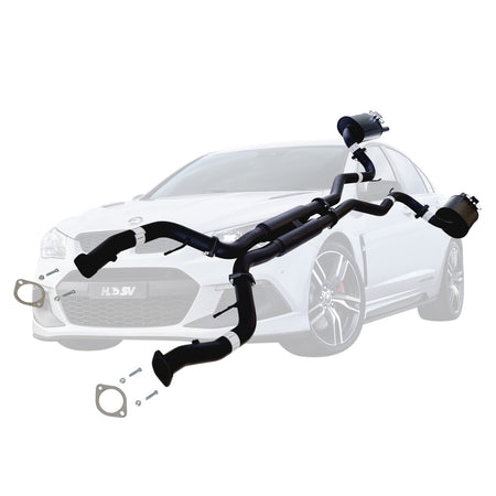 Commodore VF (HSV (Non-LSA) V8 Sedan/Wagon Twin 3" Catback Exhaust Hdx Pipe in black mandrel bent steel with mounting hardware