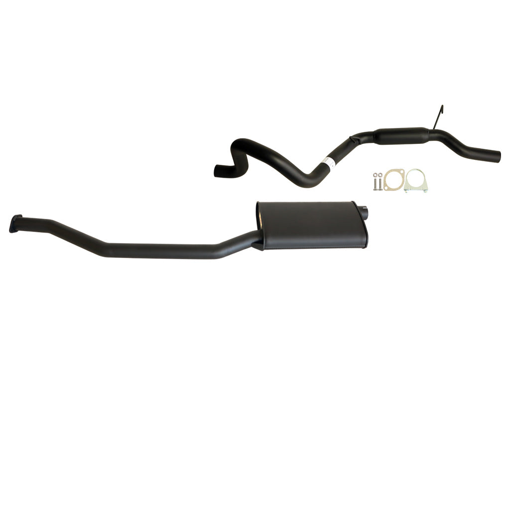 Falcon EA EB ED EL EF AU 6Cyl 4L Sedan And XR6 2.5 Inch Catback Exhaust Rear Hotdog in black steel with mounting hardware.