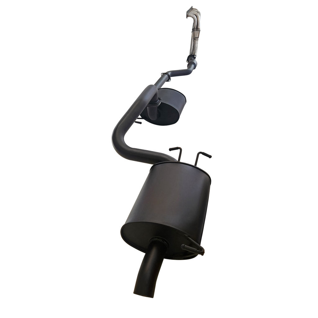Ford Falcon FG XT Sedan 2.5" Exhaust With XPS Extractor, Hiflow Cat, Front And Rear Muffler in black steel