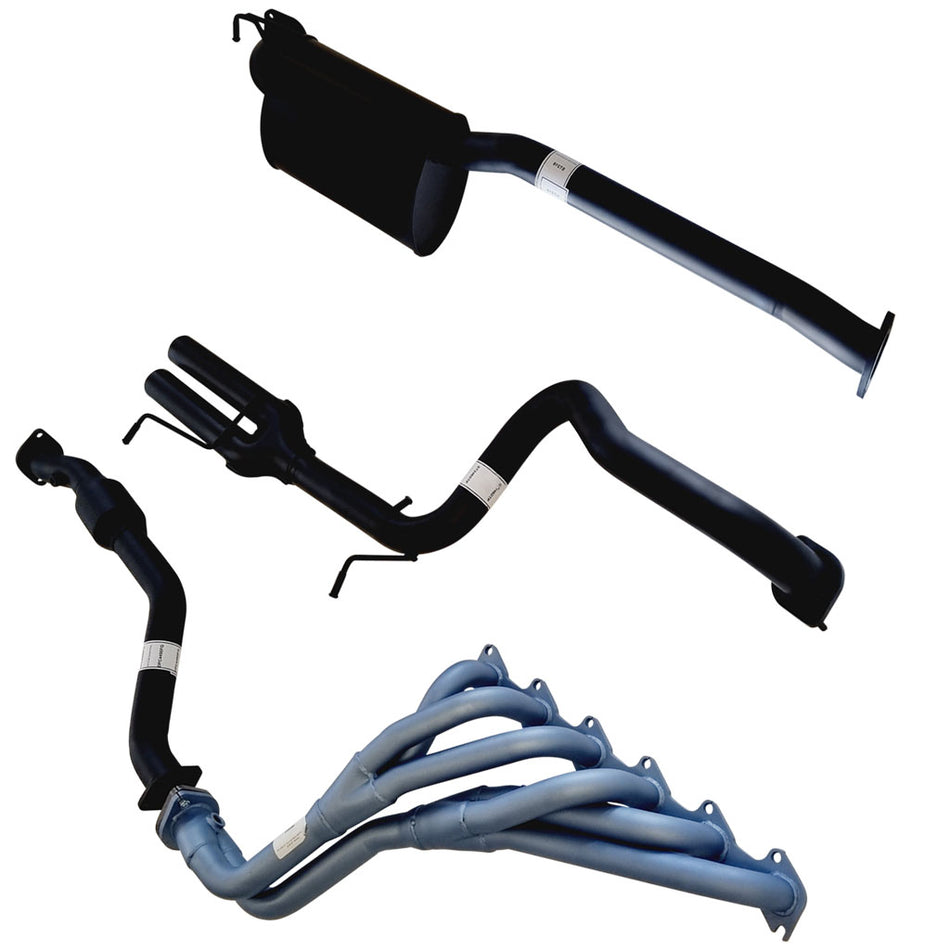 Ford Falcon FG XR6 Sedan 2.5 Inch Exhaust W/Pacemaker Extractor Dual Rear T/Pipe And Hiflow Cat in black steel components