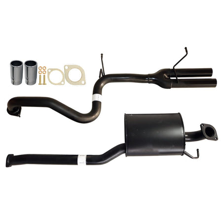 Falcon FG XR6 Sedan 2.5 Inch Catback Exhaust System With Tailpipe Rear With Tips featuring black-coated steel pipes and stainless steel exhaust tips