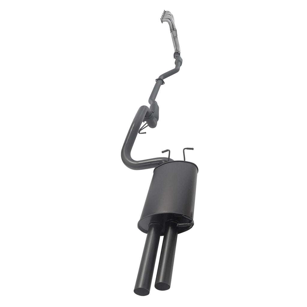 Ford Falcon FG XR6 Sedan 2.5 Inch Exhaust With XPS Extractor, Hotdog Front, Dual Rear Muffler And Hiflow Cat in black steel finish
