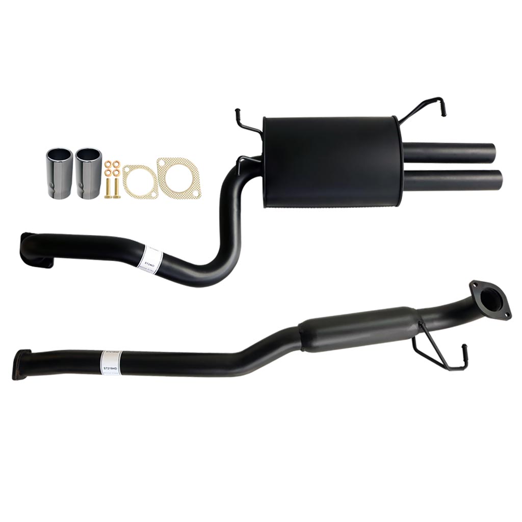 Falcon FG XR6 Sedan 2.5" Catback Exhaust System With Hotdog And Muffler And Tips in black steel with flanges and mounting hardware