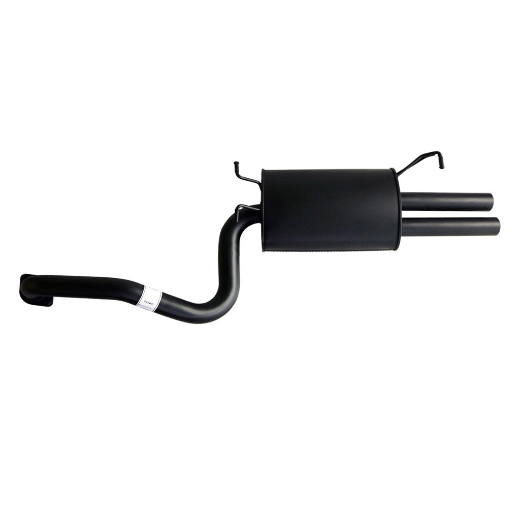 Falcon FG XR6 Sedan 2.5" Catback Exhaust System With Hotdog And Muffler And Tips in black steel with dual outlets and mounting hooks