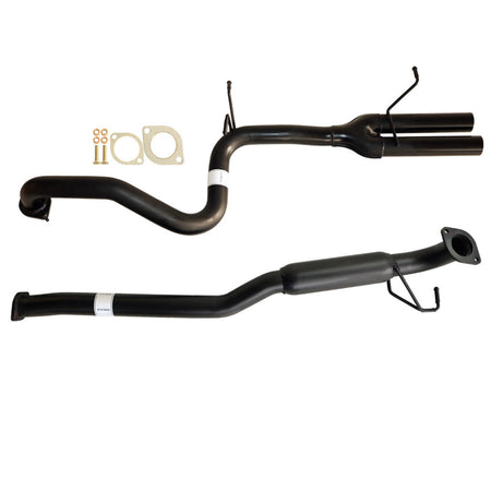 Falcon FG XR6 Sedan 2.5" Catback Exhaust System Hotdog And Dual Outlet Tailpipe in black steel with installation hardware components