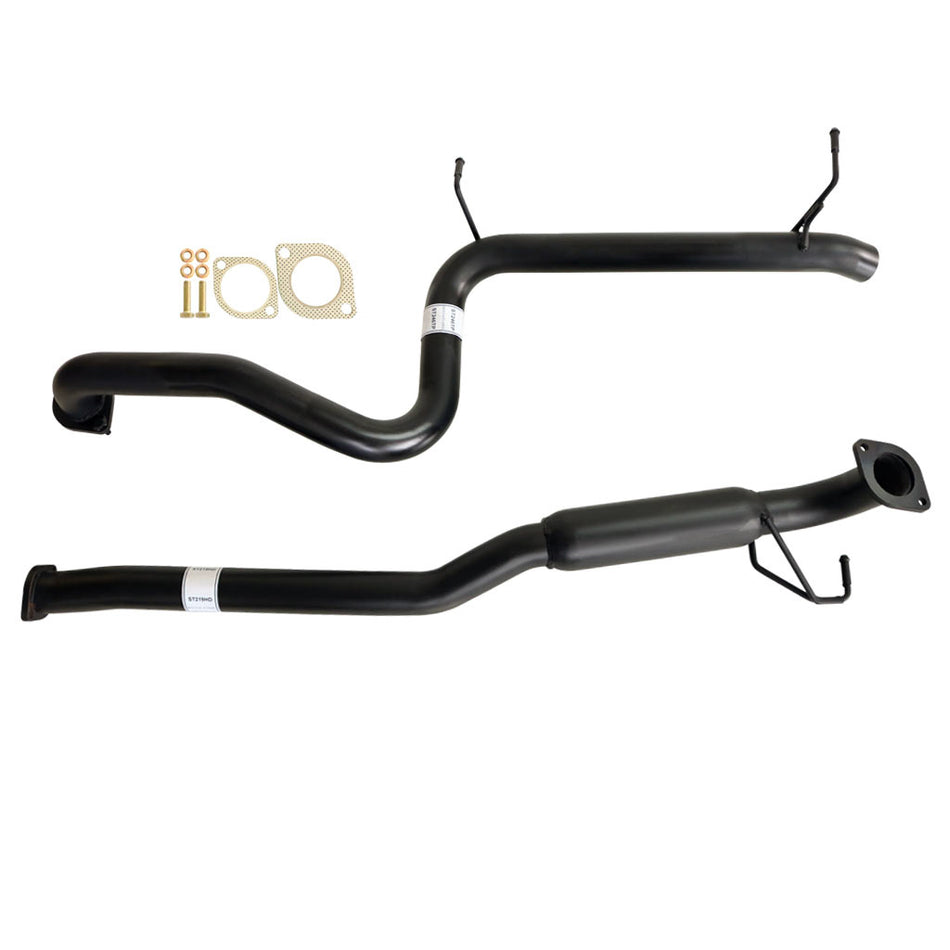 Ford Falcon FG 6Cyl XT Sedan 2.5 Inch Catback Exhaust Hotdog Centre And Tailpipe in black steel with gaskets and mounting hardware