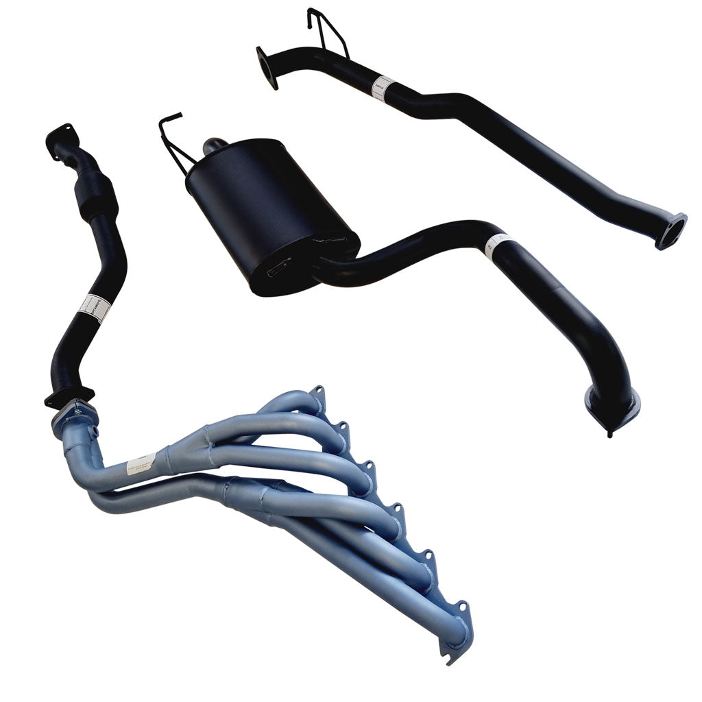 Ford Falcon FG XT Sedan 2.5" EXHAUST W/Pacemaker Extractor & Hiflow Cat Pipe Only Front And Rear Muffler in metal with fitted hangers and mandrel bends