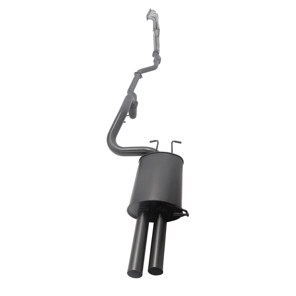 Ford Falcon FG XR6 Sedan 2.5 Inch Exhaust With XPS Extractor, Front Pipe, Dual Rear Muffler And Hiflow Cat in black steel