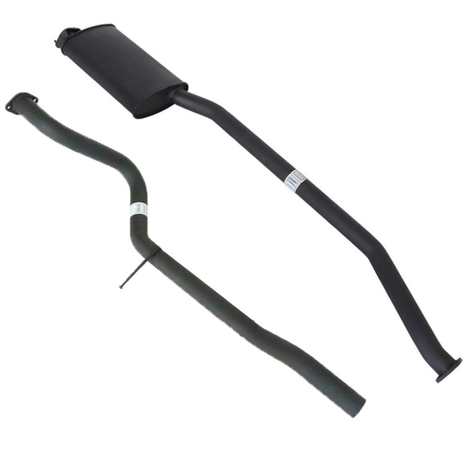 Ford Falcon AU 6Cyl Ute 2.5 Inch Catback System With Rear Tailpipe Not LPG exhaust pipes with muffler, black coated steel construction.