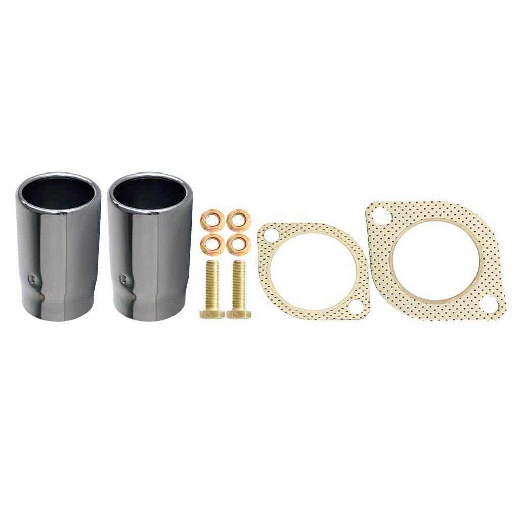 Polished stainless steel exhaust tips with bolts, washers, and gaskets for BA BF XR6 Sedan Ford Falcon 2.5 Inch Catback Sports Exhaust Dual Out Muffler