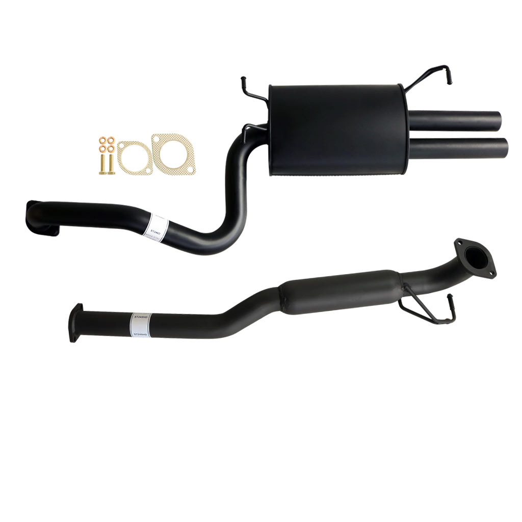 Ford Falcon BA BF Sedan XR6 2.5 Inch Catback Exhaust With Hotdog Centre in black coated steel with mounting hardware and gaskets