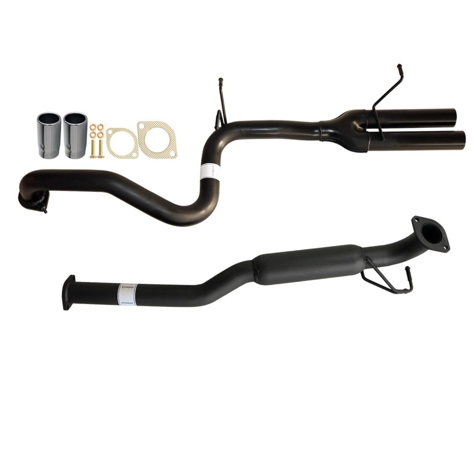 Ford Falcon BA BF Sedan XR6 2.5 Inch Catback Exhaust W/ Hotdog Tailpipe And Tips in black steel with mounting hardware