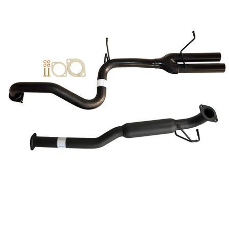 Ford Falcon BA BF Sedan XR6 2.5 Inch Catback Exhaust With Hotdog And Tailpipe, black steel tubing with mounting hardware