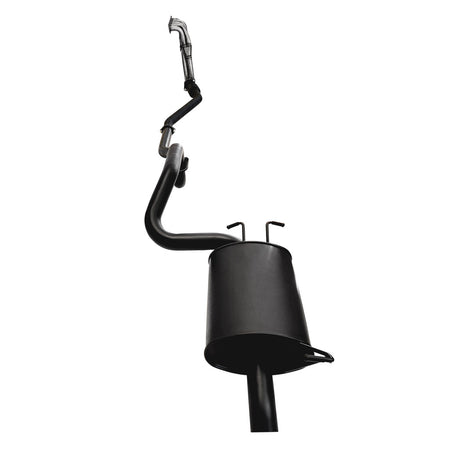 Falcon BA BF XT Sedan 2.5 Inch Exhaust With Front Muffler Delete Pipe, Rear Muffler and XPS Header Hiflow Cat in black metal construction