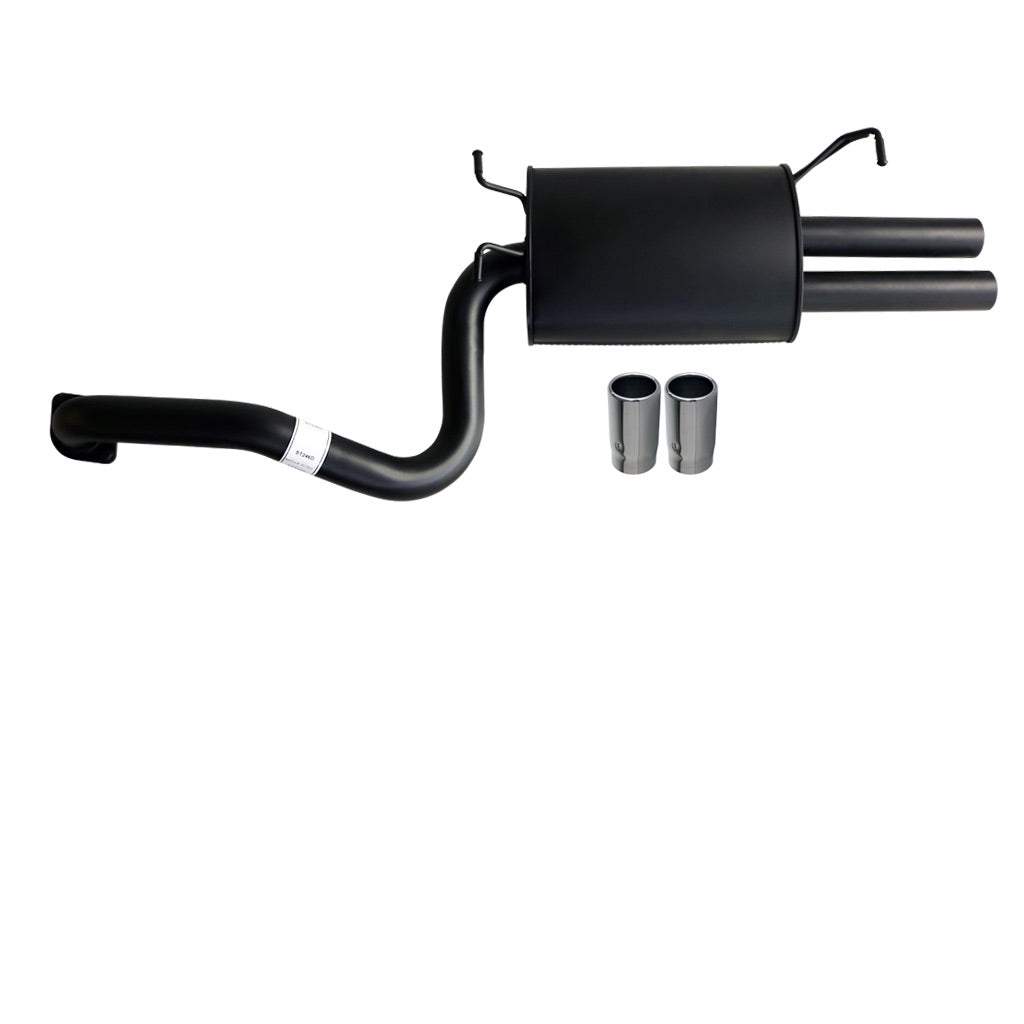 Ford Falcon BA BF 6Cyl XR6 2.5 Inch Rear Exhaust Muffler S/Steel Tips with black muffler and dual stainless steel outlet pipes