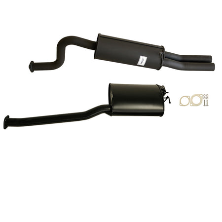 Ford Falcon BA BF XR6 And Tub 6Cyl Ute 2.5 Inch Catback System with black coated mufflers and exhaust pipes with mounting gaskets.