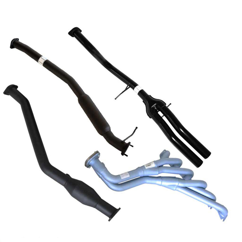 Falcon BA BF XR6 Ute 2.5 Inch Cat Exhaust Hotdog, Tailpipe And PACEMAKER Headers in black and silver steel components