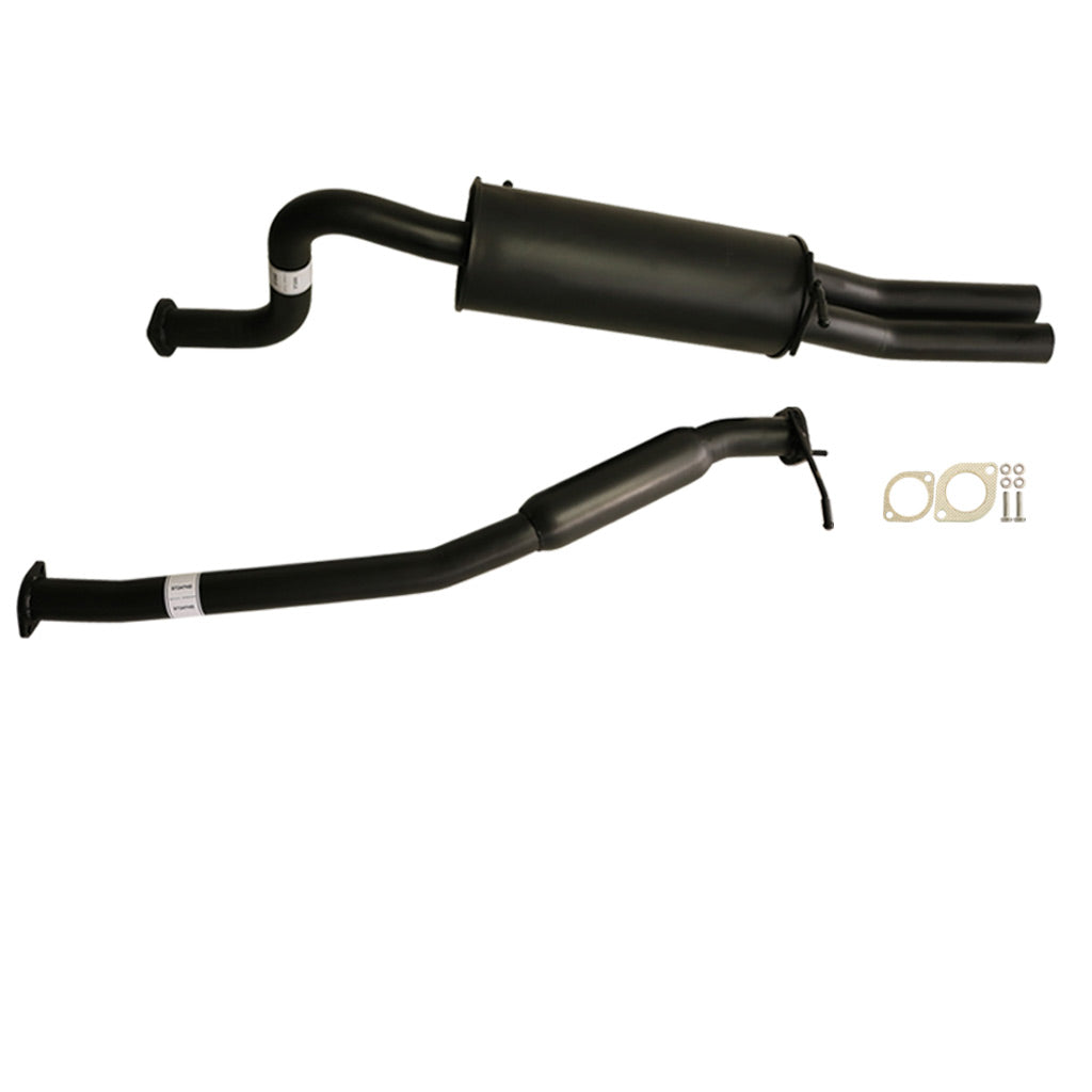 Falcon FG 6Cyl Tub & XR6 Ute 2.5 Inch Cat Back Exhaust Hotdog Front Muffler Rear in black steel with flanges and gaskets