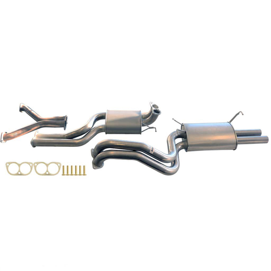 Ford Falcon BA BF XR8 V8 Sedan Twin 2.5 Inch Catback Exhaust (Black Finish) with mandrel bent pipes and mufflers.