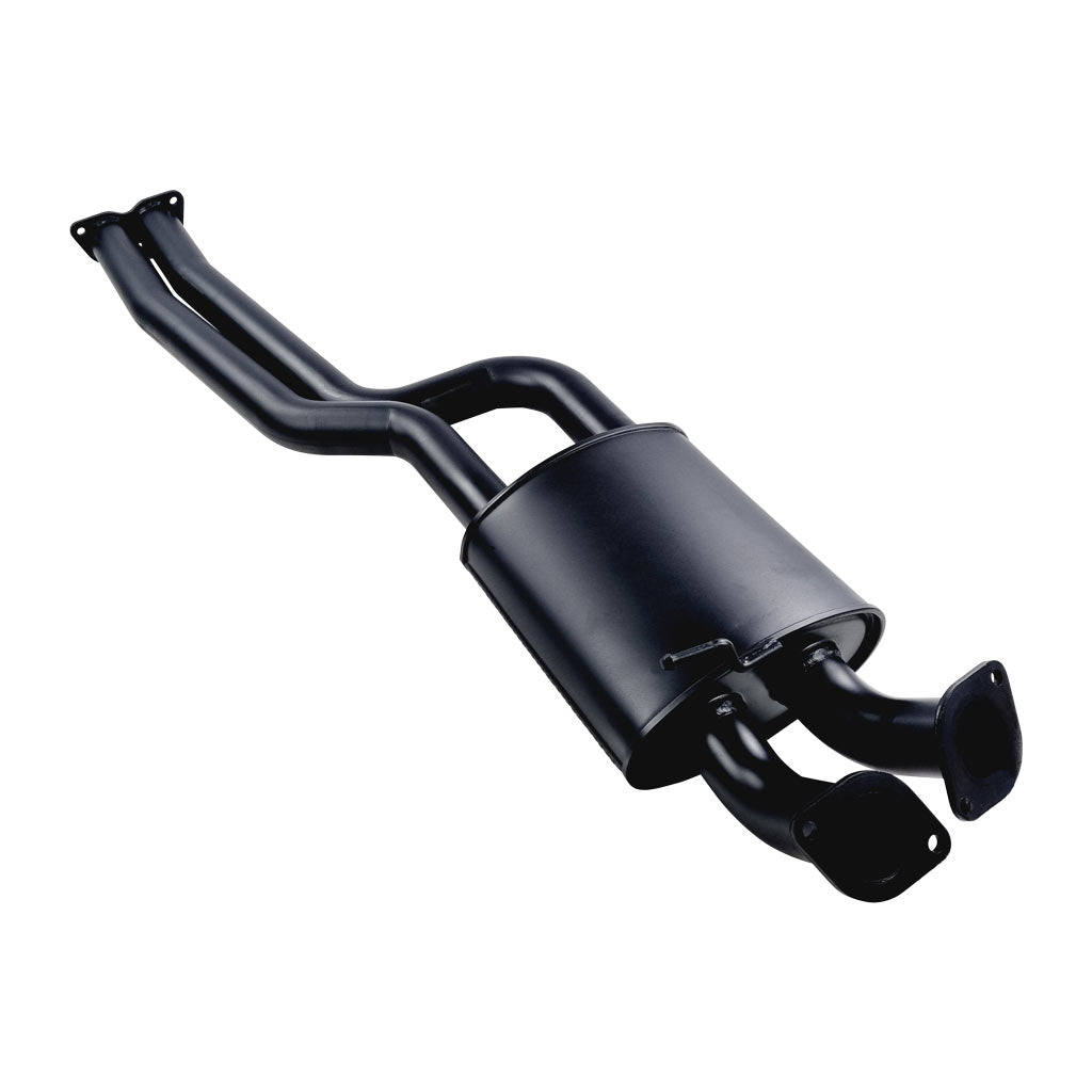 Ford Falcon BA BF XR6 Turbo Ute Twin 2.5" Cat Back Exhaust Muffler And Tailpipe in black coated steel with dual outlet pipes
