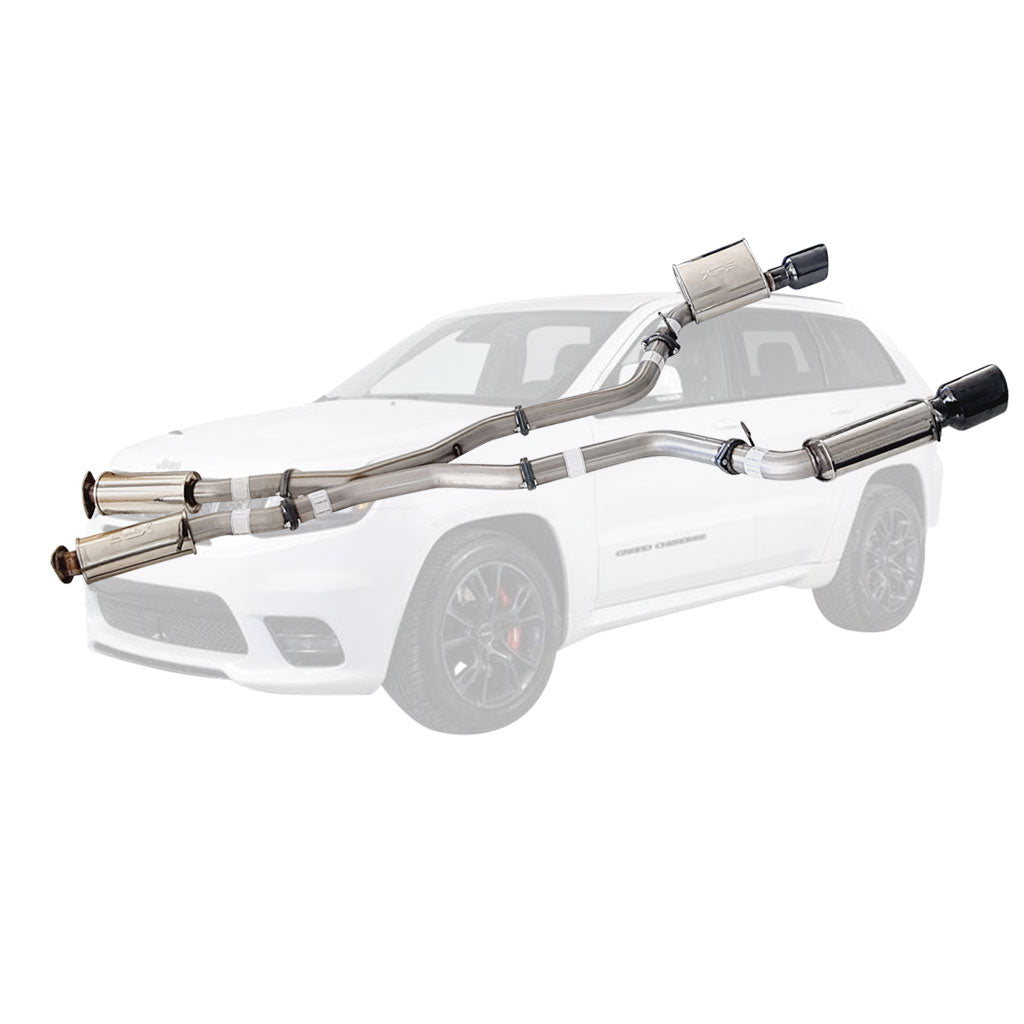 3" Cat Back Stainless Exhaust SRT Grand Cherokee 6.4 2012-21 BC Tips with mandrel bent stainless steel pipes and black tips