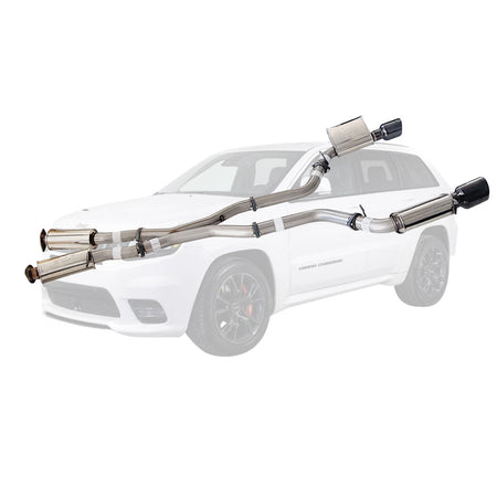 3" Cat Back Stainless Exhaust SRT Grand Cherokee 6.4 2012-21 BC Tips with mandrel bent stainless steel pipes and black tips