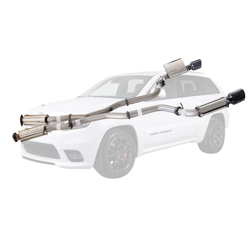 3" Cat Back Stainless Exhaust SRT Grand Cherokee 6.4 2012-21 BC Tips with mandrel bent stainless steel pipes and black tips