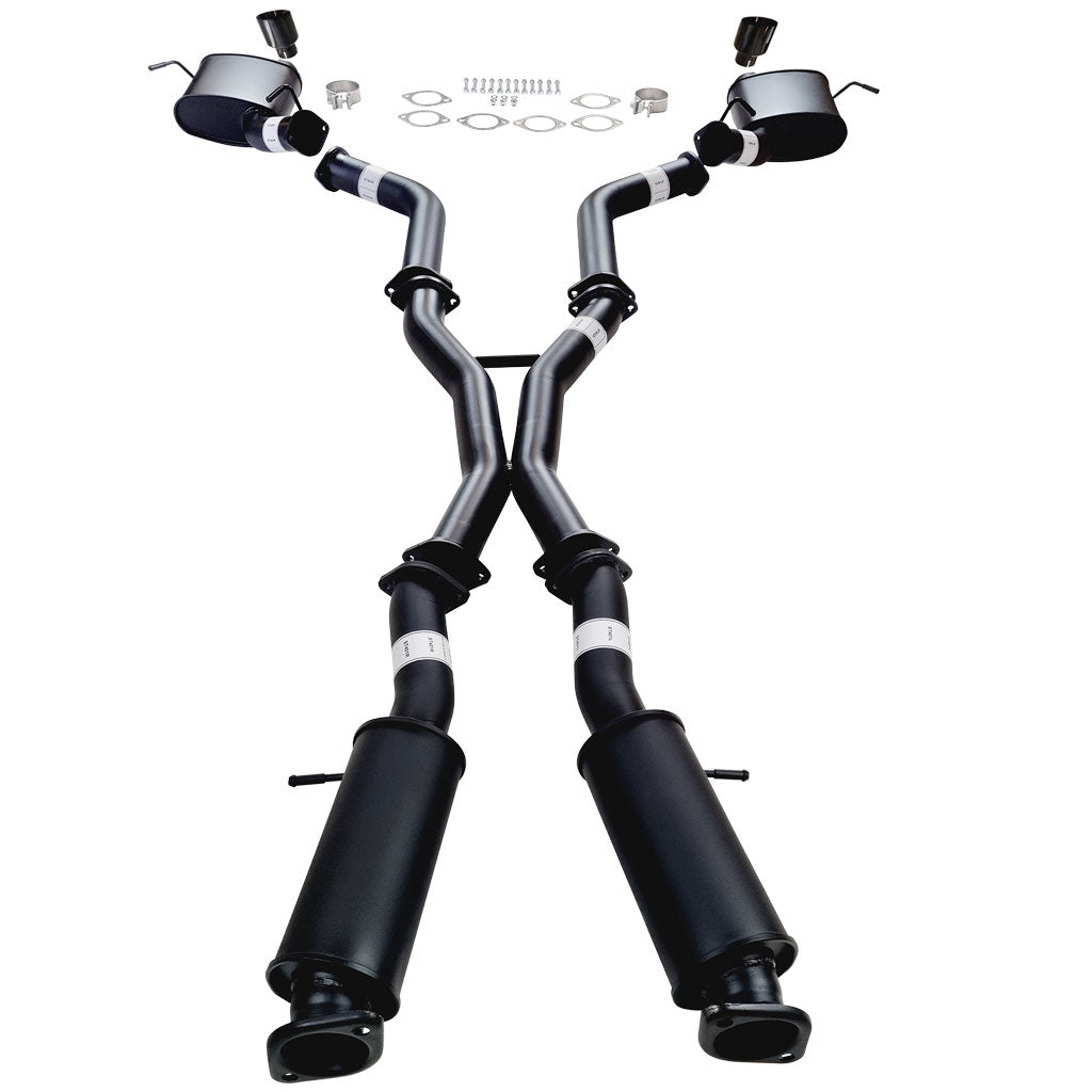 Twin 3" Cat Back Exhaust For SRT Jeep Grand Cherokee 2012 - 21 BC Tips with stainless steel pipes and mufflers.