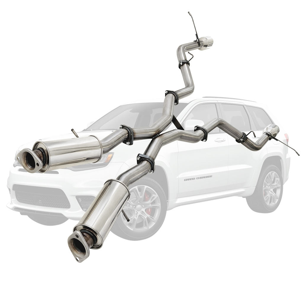 3" Cat Back Stainless Exhaust For SRT Jeep Grand Cherokee Twin Pipe Rear 2012 to 2021 Chrome Tip Option, stainless steel system