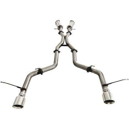 3" Cat Back Stainless Exhaust For SRT Jeep Grand Cherokee Twin Pipe Rear 2012 to 2021 Chrome Tip Option shown in stainless steel with twin rear pipes and chrome tips.