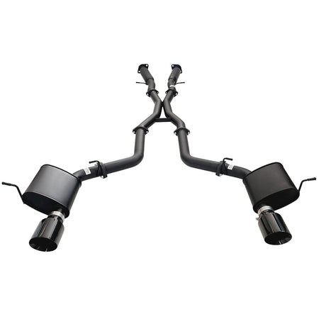 Twin 3 Inch Cat Back Exhaust Centre Hotdogs For SRT Jeep Grand Cherokee 2012 to 2021 BC Tips, black coated steel system