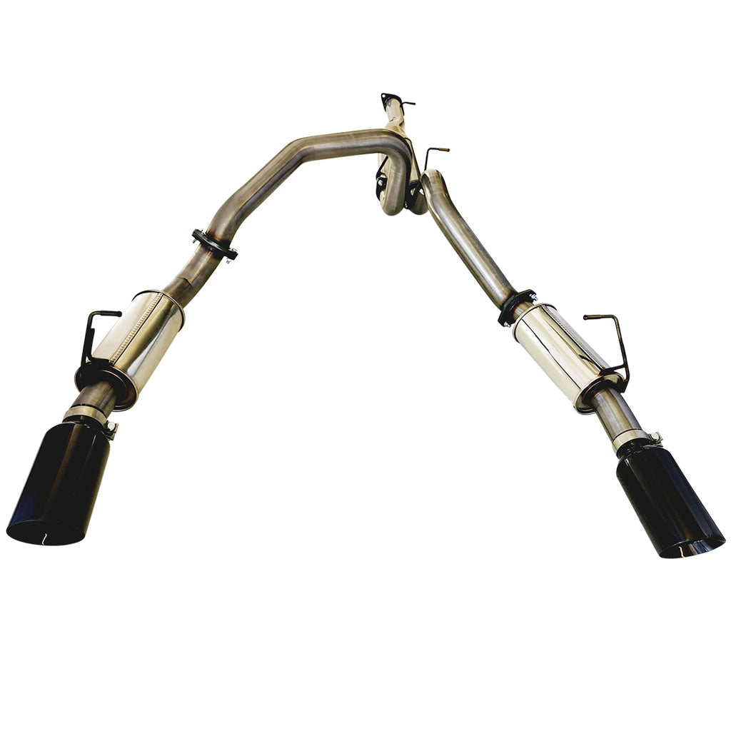 Ram 1500 DT Stainless Steel Pipe Only System twin 3 inch cat back exhaust with 5 inch black chrome tips for Limited and Laramie