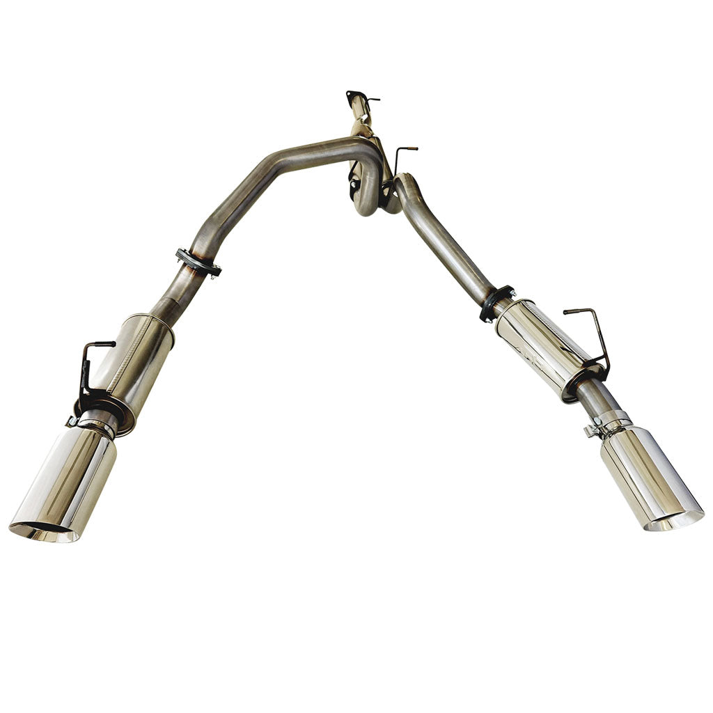 Ram 1500 DT Stainless Steel Pipe Only System - Twin 3 Inch Cat Back with 5 Inch Polished Chrome Tips for Limited and Laramie exhaust system