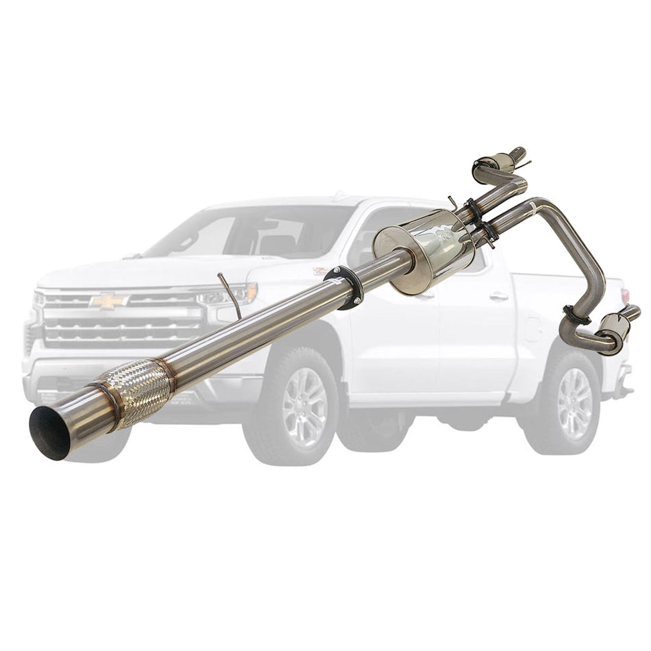 Chevrolet Silverado 1500 LTZ Crew Cab Ute 6.2L V8 3" Twin Stainless Catback Exhaust With Mufflers stainless steel system