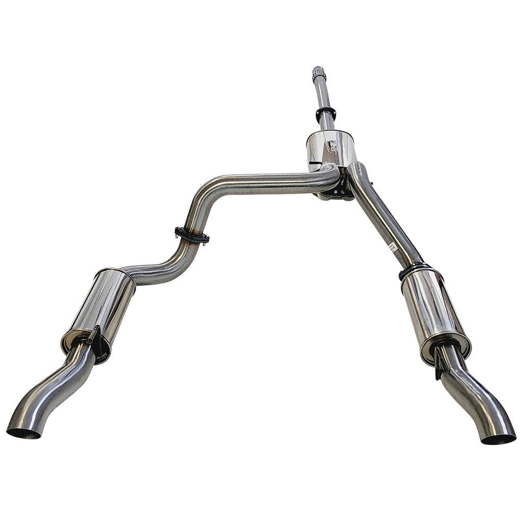 Chevrolet Silverado 1500 LTZ Crew Cab Ute 6.2L V8 3" Twin Stainless Catback Exhaust With Mufflers in polished stainless steel