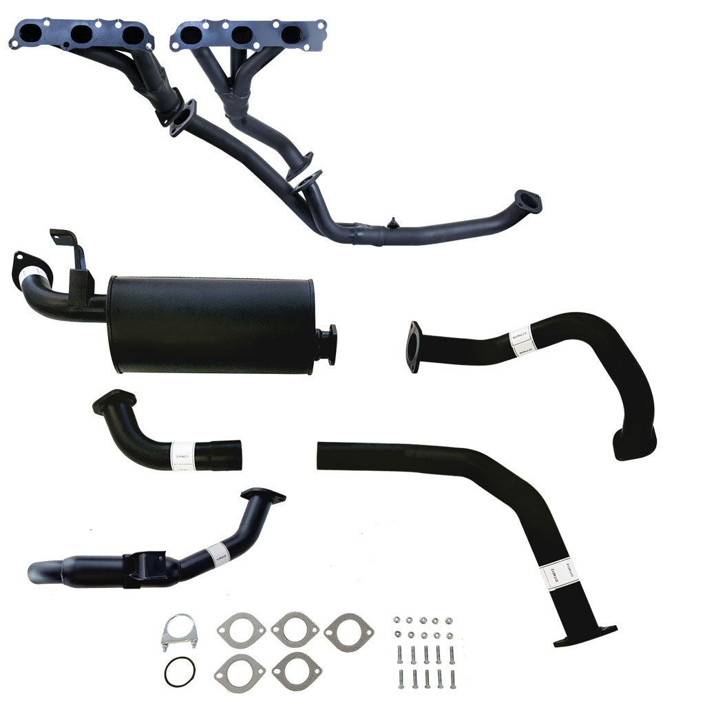2.5 Inch Exhaust With Headers For Toyota Landcruiser 80 Series FZJ80 4.5L black steel components kit