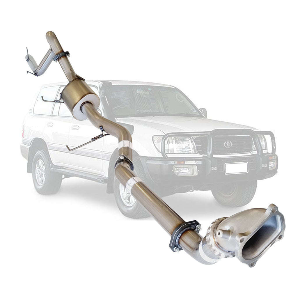 Toyota Landcruiser 100 Series HDJ100 1HD-FTE 3 Inch Turbo Back Exhaust stainless steel tubing with muffler and flanges