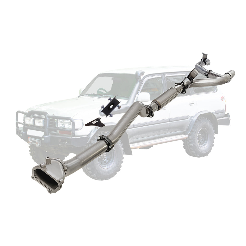 Toyota Landcruiser 80 Series 4.2L 1HD 3 Inch Turbo Back Exhaust with Cast Dump Pipe 1990 - 1998 in stainless steel