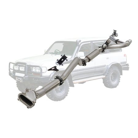 Toyota Landcruiser 80 Series 4.2L 1HD 3 Inch Turbo Back Exhaust with Cast Dump Pipe 1990 - 1998 in stainless steel