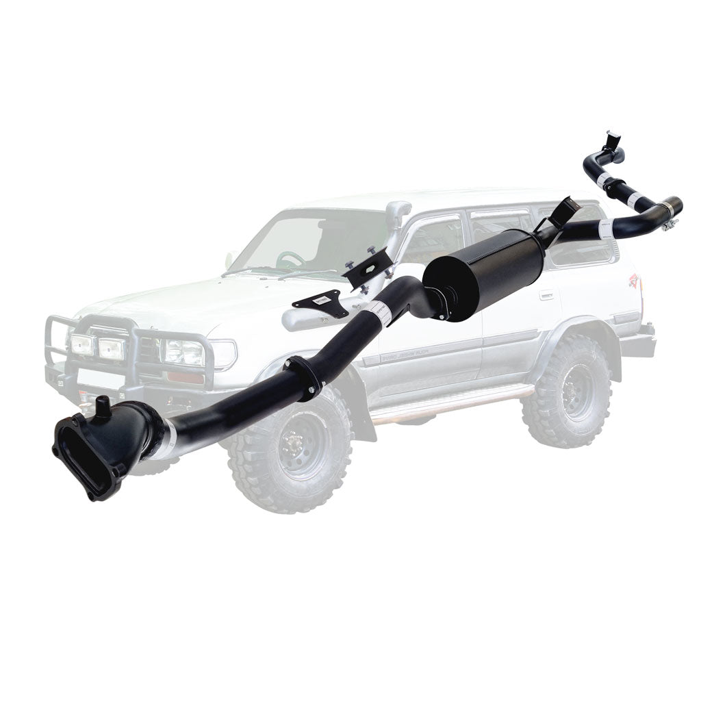 Toyota Landcruiser 80 Series 4.2L 1HD 3 Inch Turbo Back Exhaust with Cast Dump Pipe 1990 - 1998 in black steel