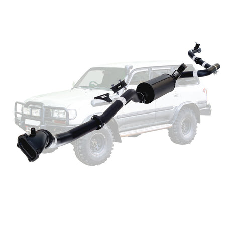 Toyota Landcruiser 80 Series 4.2L 1HD 3 Inch Turbo Back Exhaust with Cast Dump Pipe 1990 - 1998 in black steel