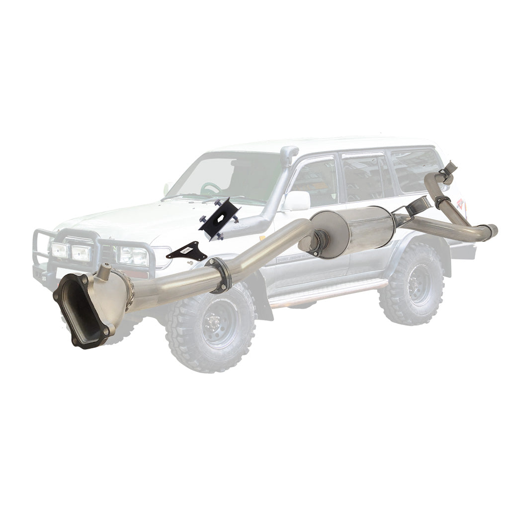 Toyota Landcruiser 80 Series 4.2L 1HD 3 Inch Turbo Back Exhaust with Cast Dump Pipe 1990 - 1998 in stainless steel