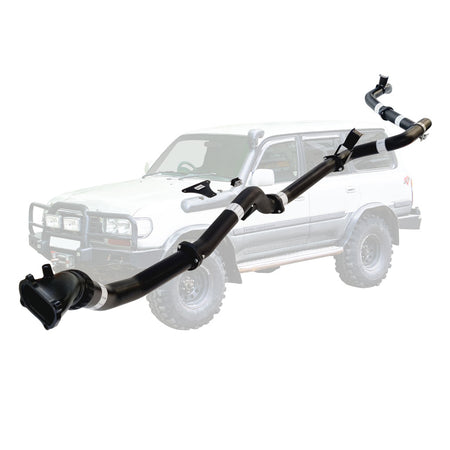 Toyota Landcruiser 80 Series 4.2L 1HD 3 Inch Turbo Back Exhaust with Cast Dump Pipe 1990 - 1998 in black steel tubing