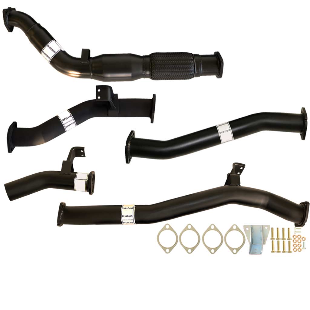 Toyota Landcruiser 76 Series VDJ76R V8 Wagon 3 Inch Turbo Back Exhaust 2007 - 9/2016 with black coated steel pipes and fittings